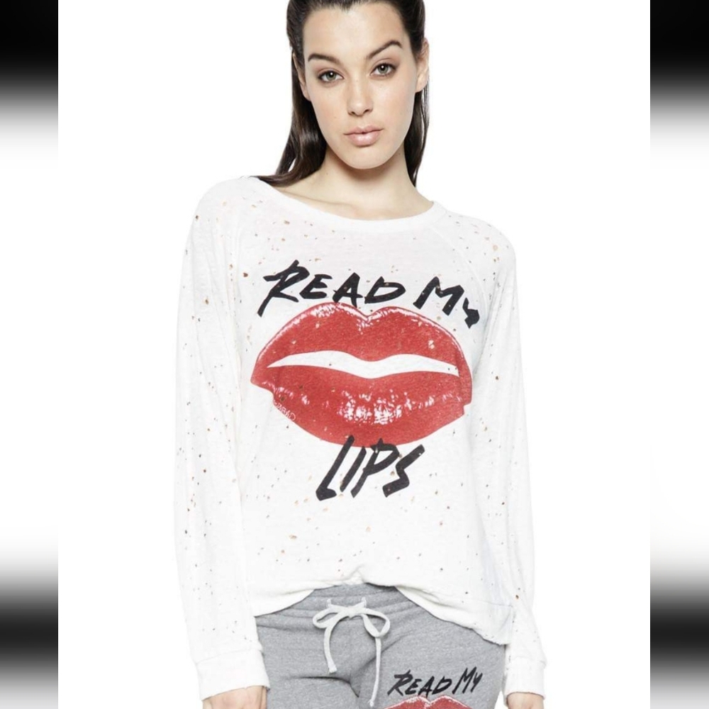 Lauren Moshi RARE and distressed Read My Lips shirt